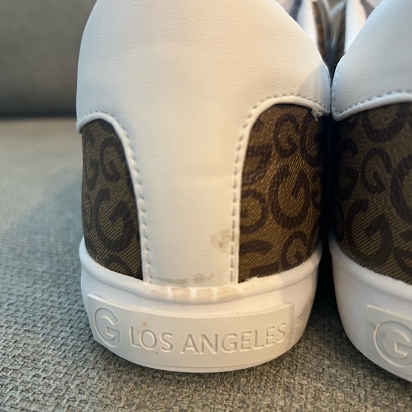 NWOT Guess GBG Los Angeles Marti White & Brown Quilted Lace Up Sneakers Size 11 - Picture 7 of 13